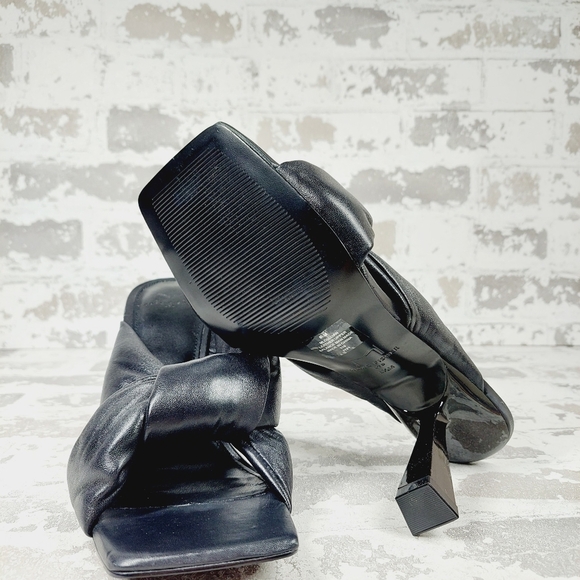 New Marc Fisher LTD Dellian Black Leather Heeled Sandals A212 - Picture 9 of 12